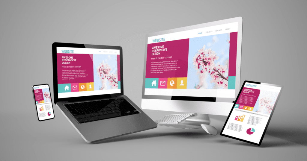 A modern website design displayed on a laptop and mobile phone.